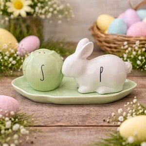 Rae Dunn Bunny & Cabbage Salt & Pepper Shakers Easter Farmhouse NEW 🐰